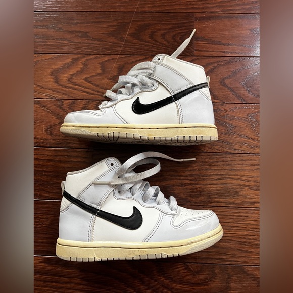Nike Other - Nike Kids Dunk High Aluminum Gray Black White High Tops Size 12 C